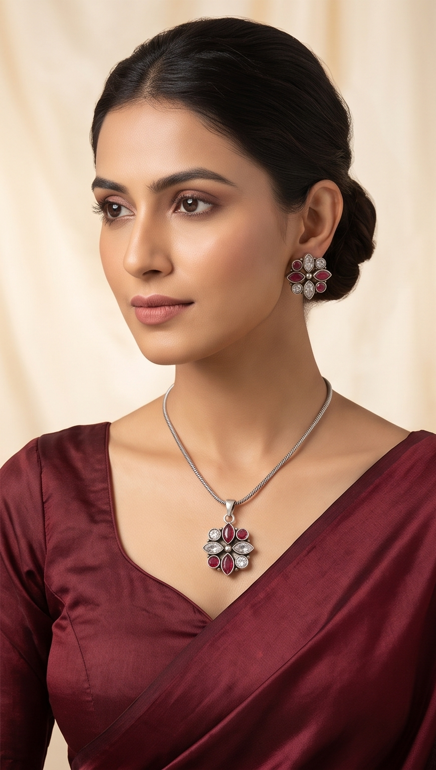 Rangon | Floral Stone Silver Replica Set
