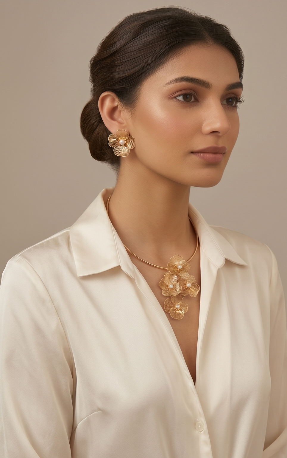 The Blooming Petal Statement Set | Anti-Tarnish Gold Floral Jewellery Set