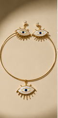 The Mystic Vision Set – Anti-Tarnish Gold Evil Eye Choker & Earrings