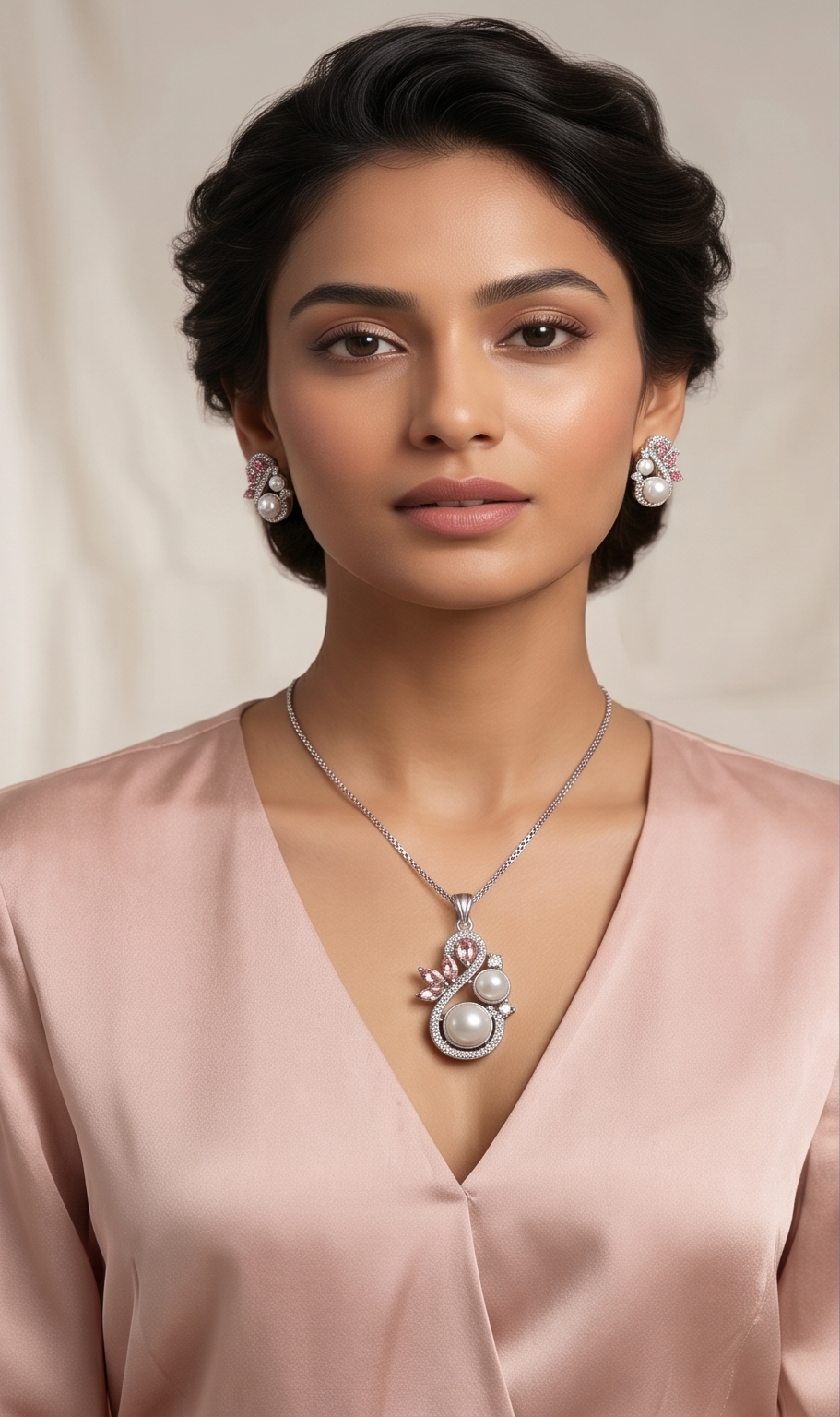 The Crimson Grace Pearl & American Diamond Set