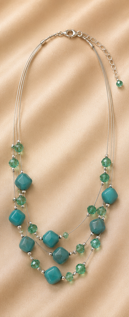 Multi-Strand Teal & Sea Green Crystal Jewelry Set
