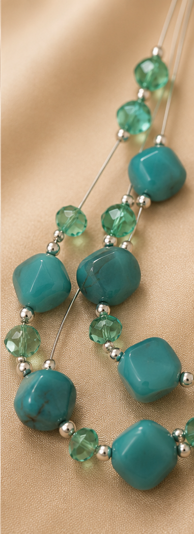 Multi-Strand Teal & Sea Green Crystal Jewelry Set
