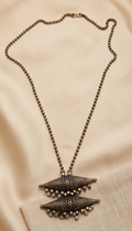Bonolipi (বনলিপি) | Silver Replica Tiered Weaver Shuttle Spindle Pendant & Bead Mala