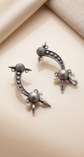 Kaan-Dhonuk | Silver Replica Tribal Studded Bugadi Earrings